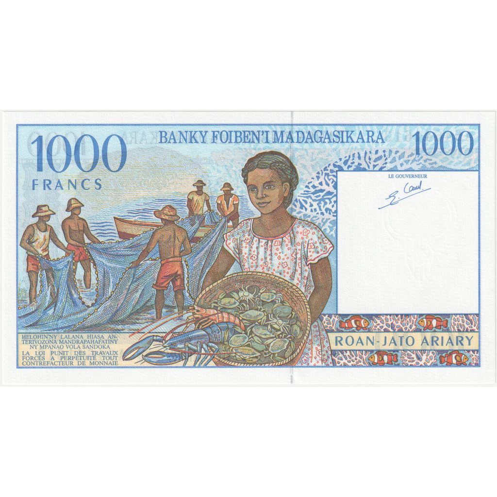 Madagaskar, 
  
  1000 frankov = 200 ariary, 
  
  UNC(65-70)