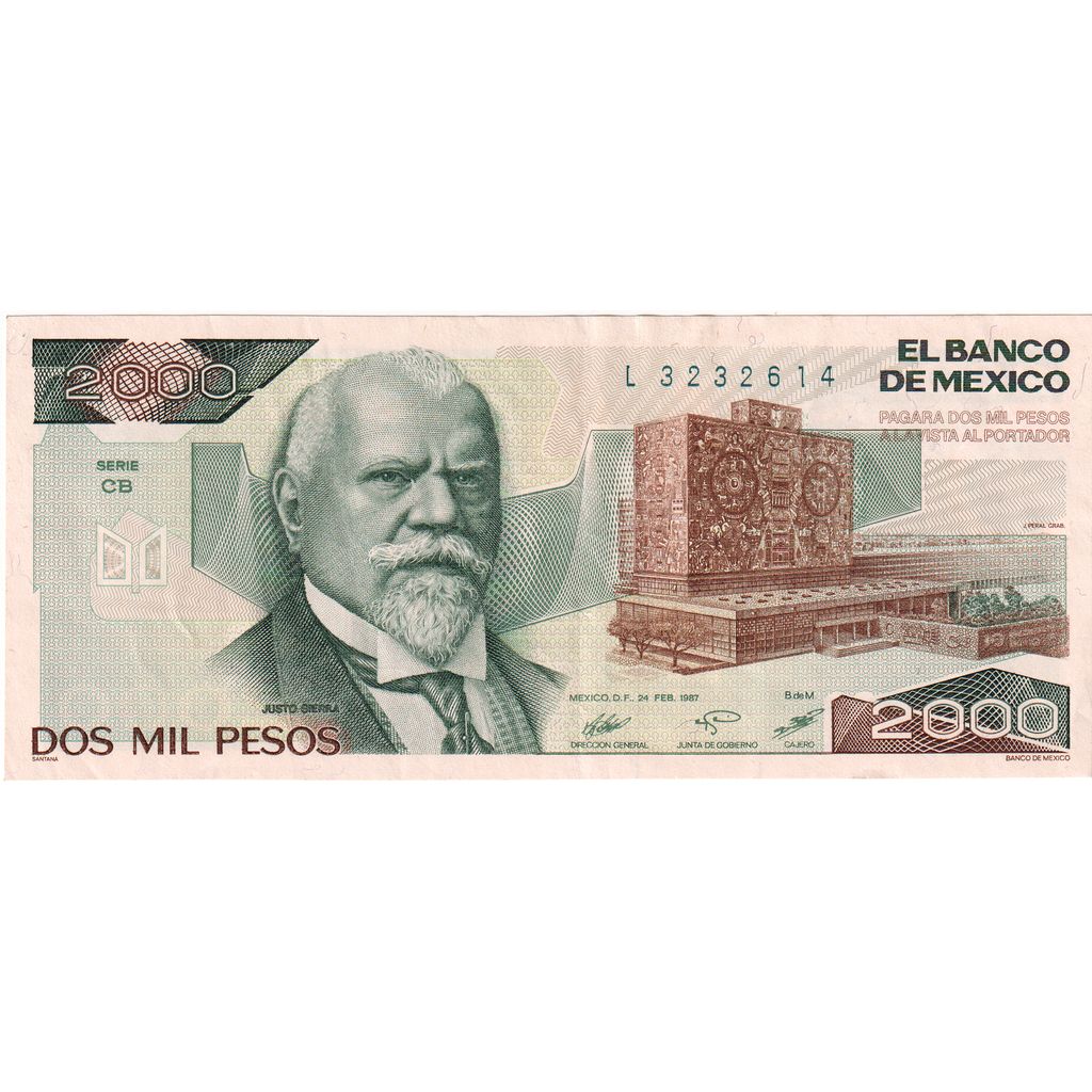 Mexiko, 
  
  2 000 pesos, 
  
  1987-02-24