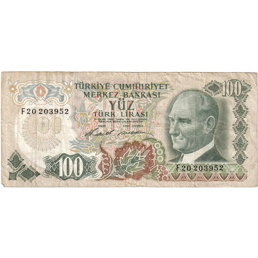 Turecko, 
  
  100 lír, 
  
  VF(30-35)