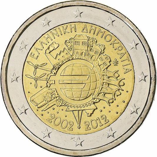 Grécko, 
  
  2 eurá, 
  
  Euro 2002-2012