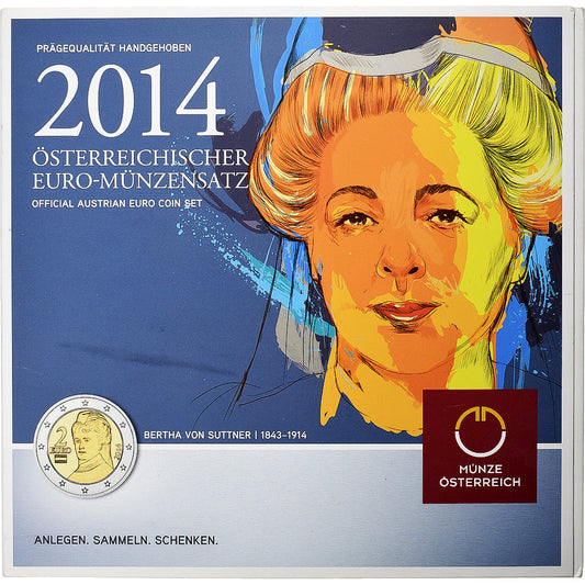 Rakúsko, 
  
  Set 1 ct. - 2 eurá, 
  
  2014