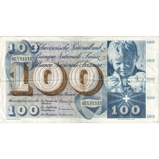 Švajčiarsko, 
  
  100 Franken, 
  
  1967-06-30