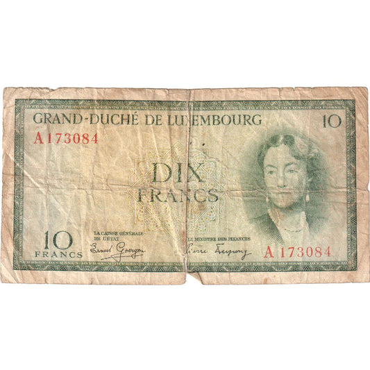 Luxembursko, 
  
  10 frankov, 
  
  VF(20-25)