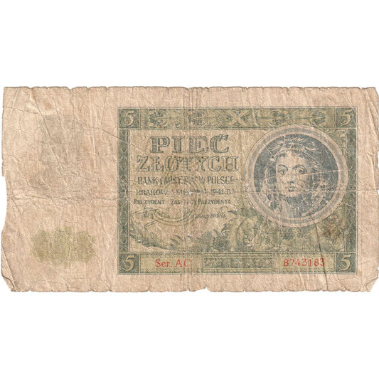 Poľsko, 
  
  5 zlotych, 
  
  1941-08-01