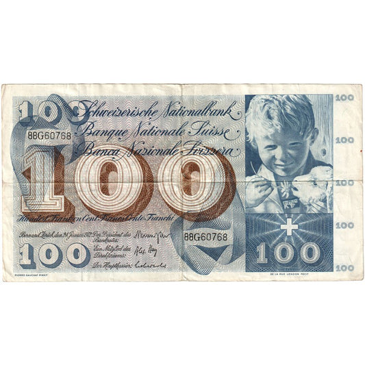 Švajčiarsko, 
  
  100 Franken, 
  
  1965