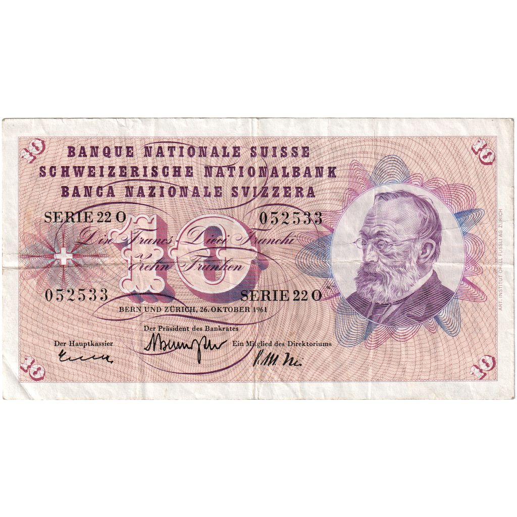 Švajčiarsko, 
  
  10 Franken, 
  
  1964-10-26