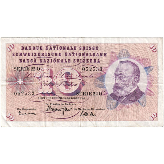 Švajčiarsko, 
  
  10 Franken, 
  
  1964-10-26