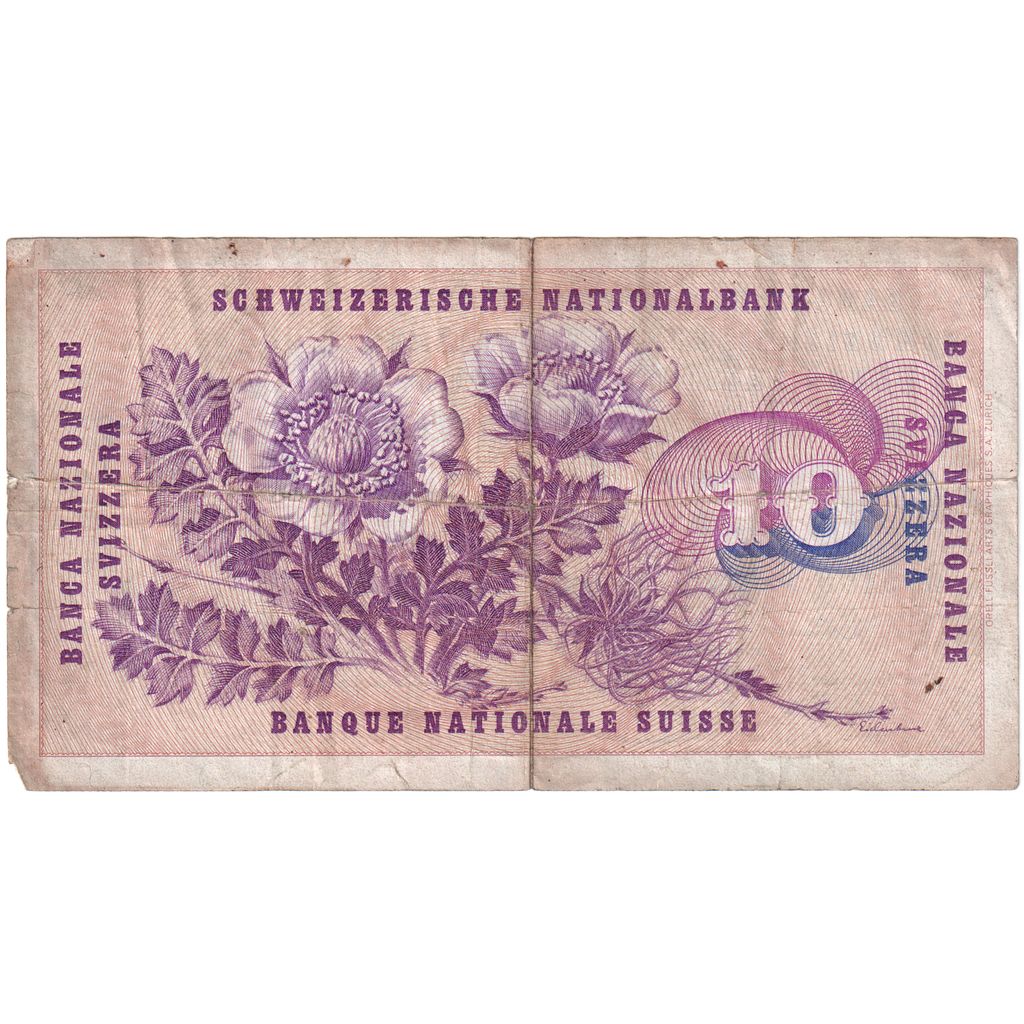 Švajčiarsko, 
  
  10 Franken, 
  
  1969-01-15