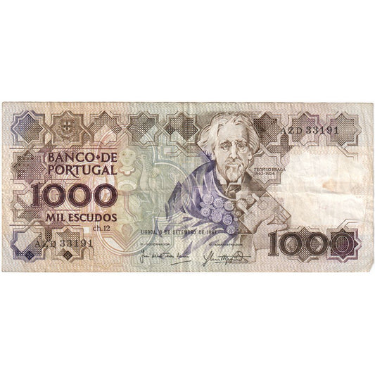 Portugalsko, 
  
  1000 Escudos, 
  
  1987-09-03