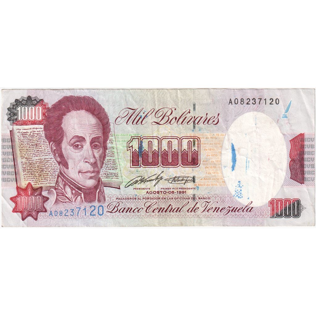 Venezuela, 
  
  1000 Bolivarov, 
  
  1991-08-08