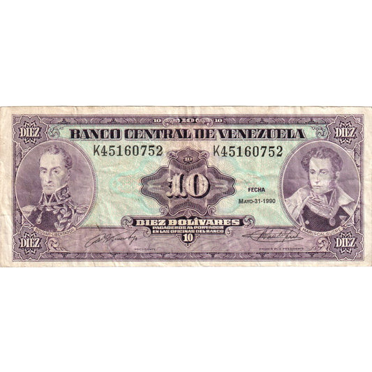 Venezuela, 
  
  10 bolívarov, 
  
  1990-05-31