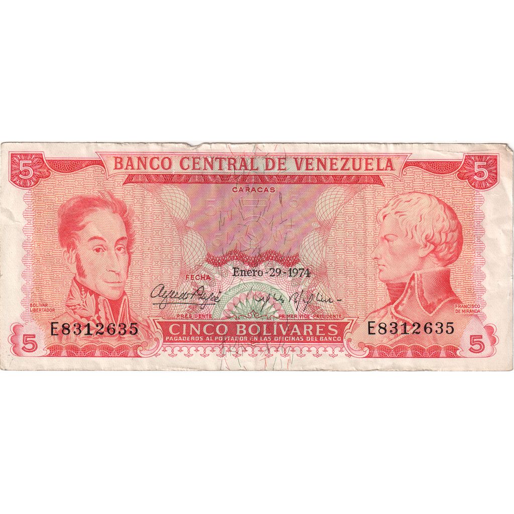 Venezuela, 
  
  5 Bolivarov, 
  
  1974-01-29