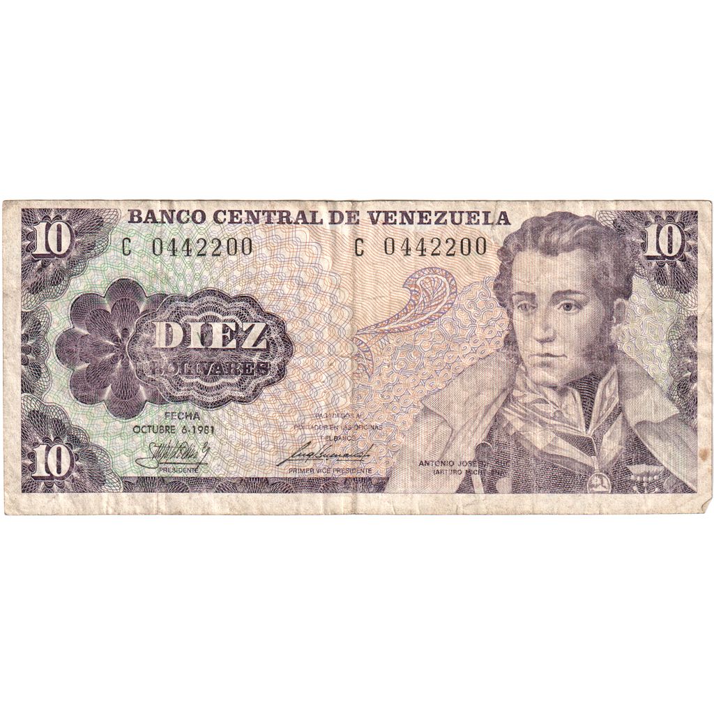 Venezuela, 
  
  10 bolívarov, 
  
  1981-10-06