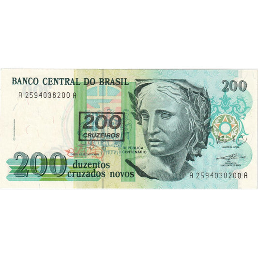 Brazília, 
  
  200 Cruzeiros na 200 Cruzados Novos, 
  
  UNC(65-70)