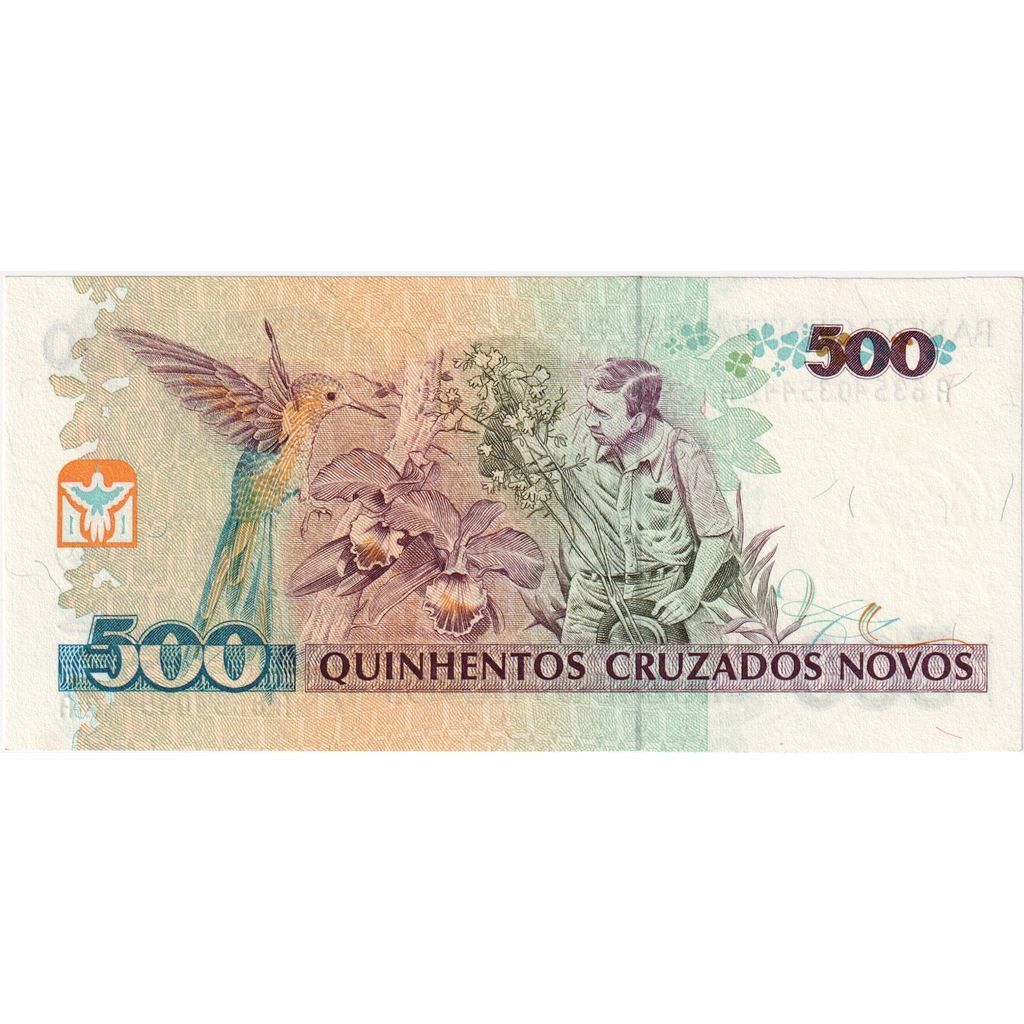 Brazília, 
  
  500 Cruzeiros na 500 Cruzados Novos, 
  
  UNC(63)