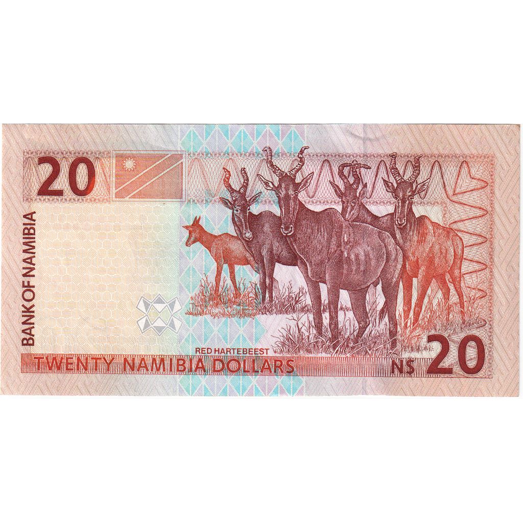 Namíbia, 
  
  20 namíbijských dolárov, 
  
  UNC(63)