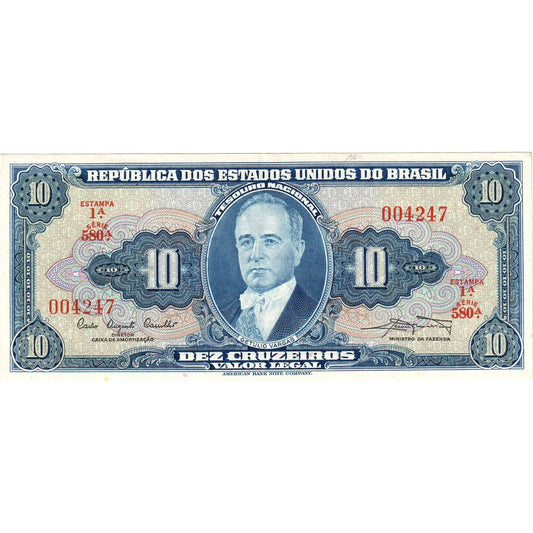 Brazília, 
  
  10 Cruzeiros, 
  
  UNC(63)