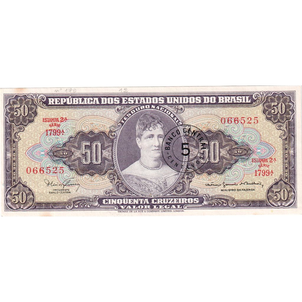 Brazília, 
  
  5 Centavos na 50 Cruzeiros, 
  
  UNC(65-70)