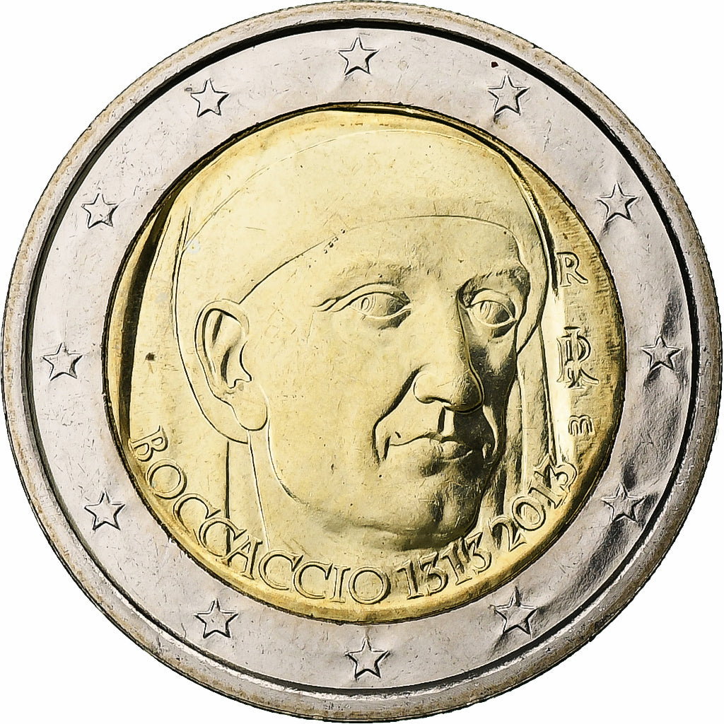 Taliansko, 
  
  2 eurá, 
  
  Giovanni Boccaccio