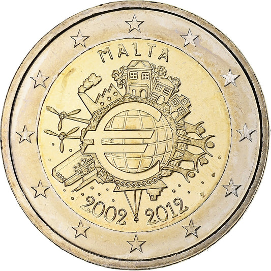 malta, 
  
  2 eurá, 
  
  Úvod de l'euro