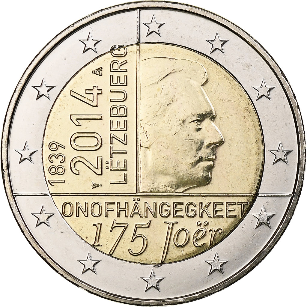 Luxembursko, 
  
  2 eurá, 
  
  175. výročie nezávislosti Luxemburska