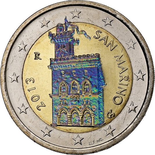 San Marino, 
  
  2 eurá, 
  
  Iridescentný