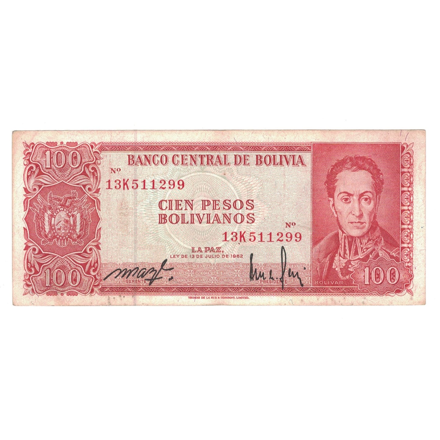 bankovka, 
  
  Bolívia, 
  
  100 bolívianskych pesos