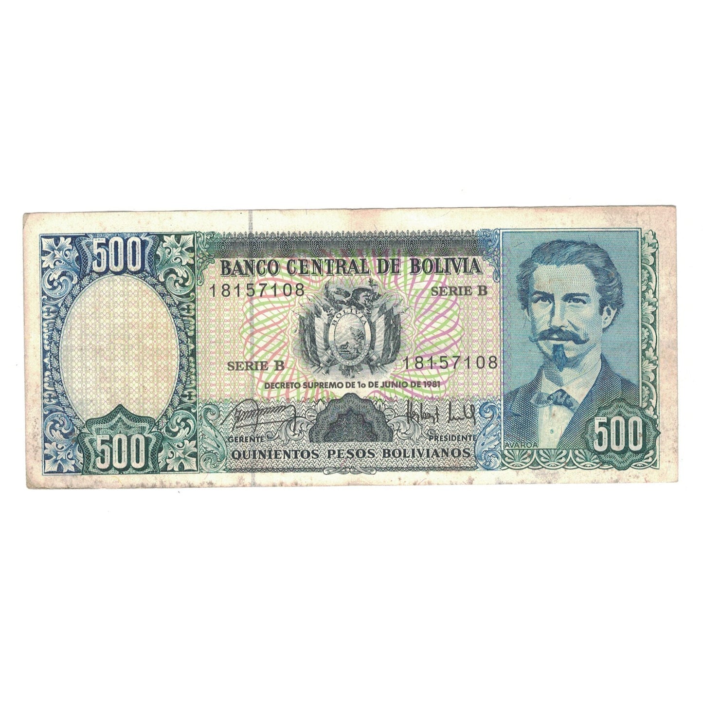 bankovka, 
  
  Bolívia, 
  
  500 bolívianskych pesos