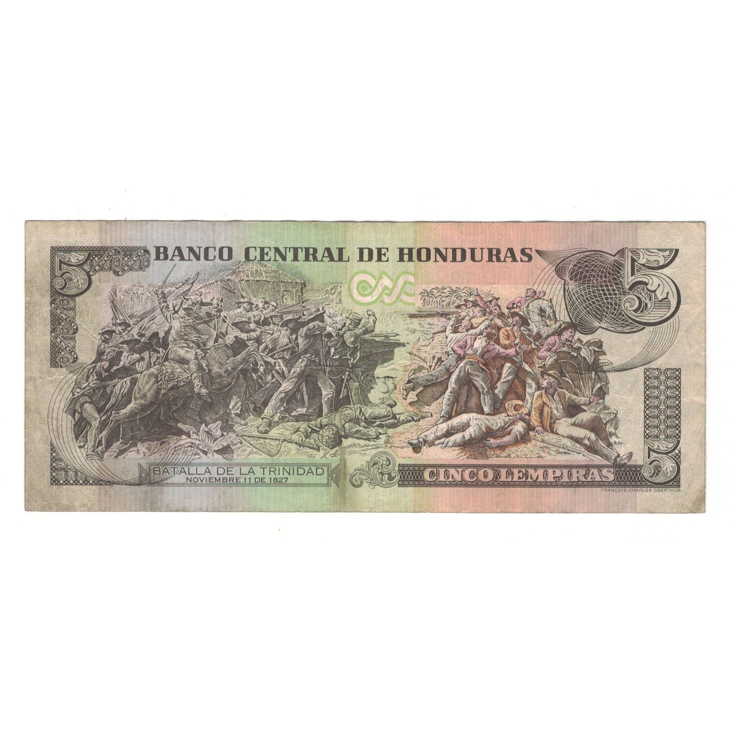 bankovka, 
  
  Honduras, 
  
  5 lempirov