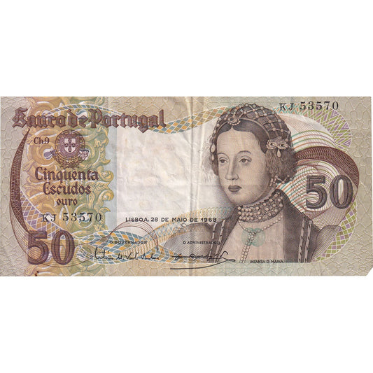 Portugalsko, 
  
  50 Escudos, 
  
  1968