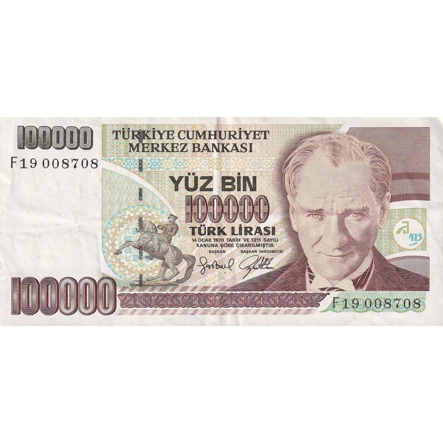 Turecko, 
  
  100, 
  
  000 lír