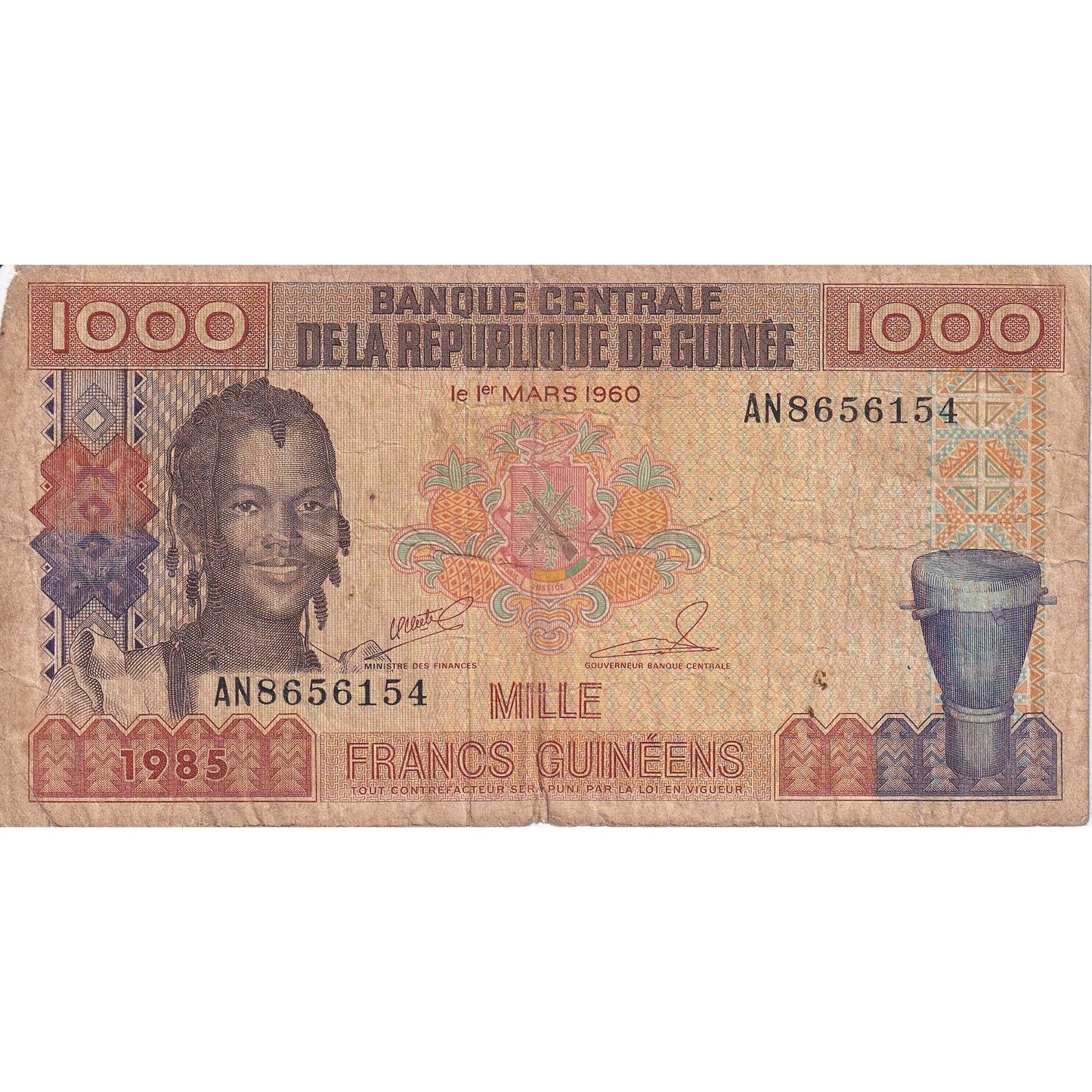 Guinea, 
  
  1000 frankov, 
  
  1985