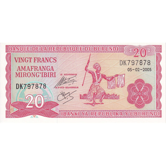 Burundi, 
  
  20 frankov, 
  
  2005