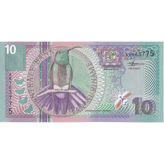 Surinam, 
  
  10 zlatých, 
  
  2000