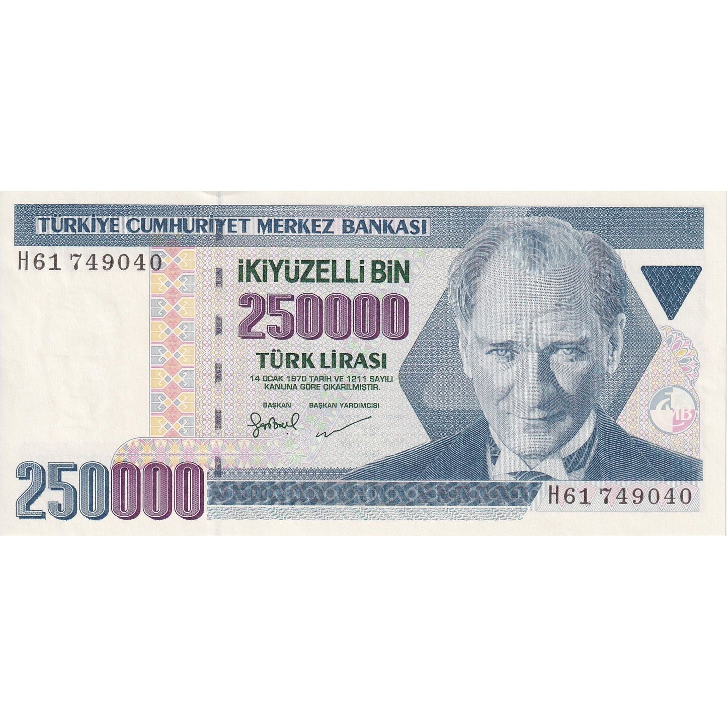 Turecko, 
  
  250, 
  
  000 lír