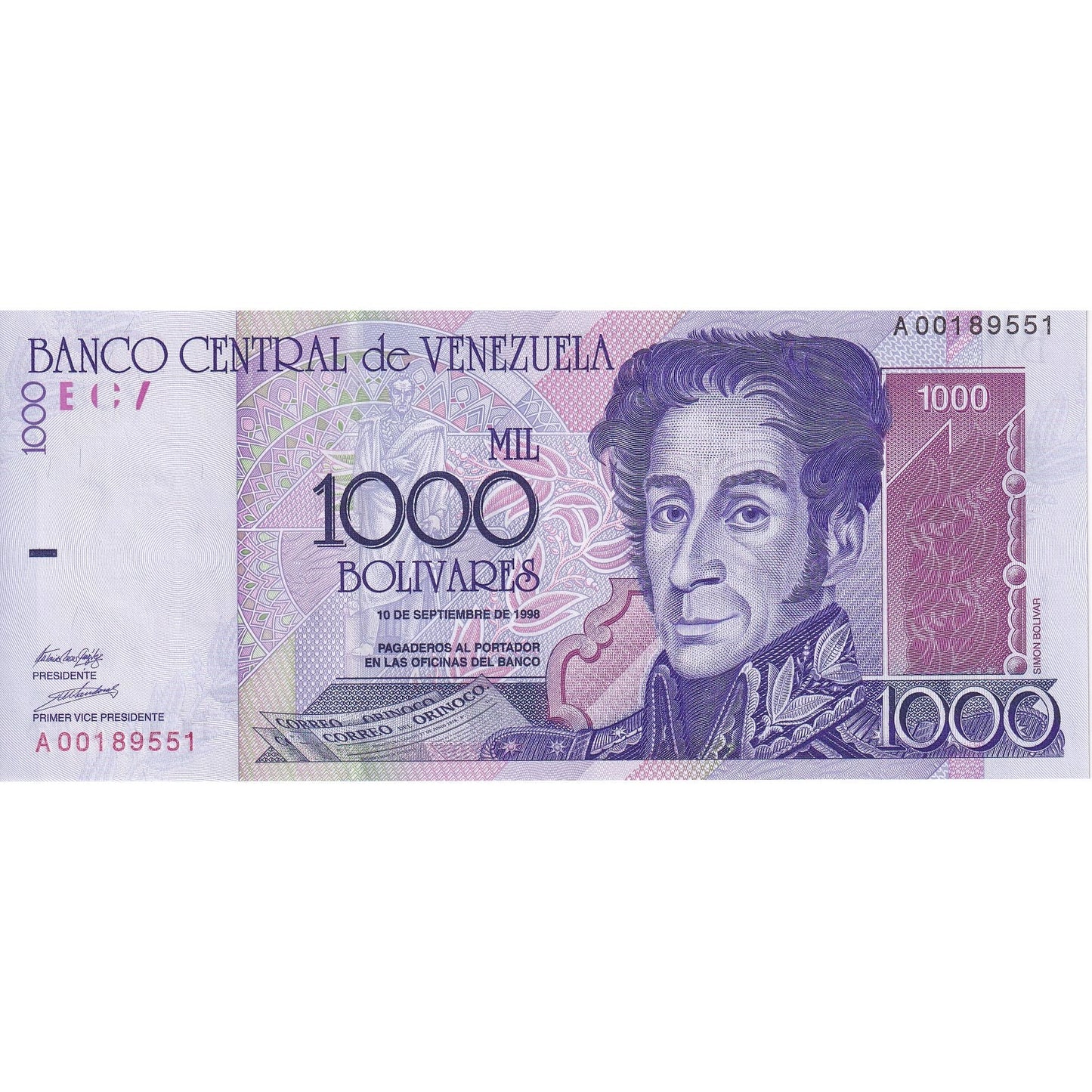 Venezuela, 
  
  1000 Bolivarov, 
  
  1998