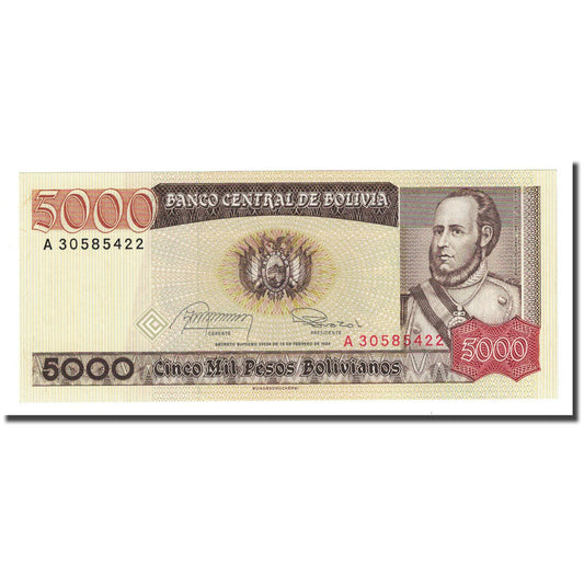 bankovka, 
  
  Bolívia, 
  
  5000 bolívianskych pesos