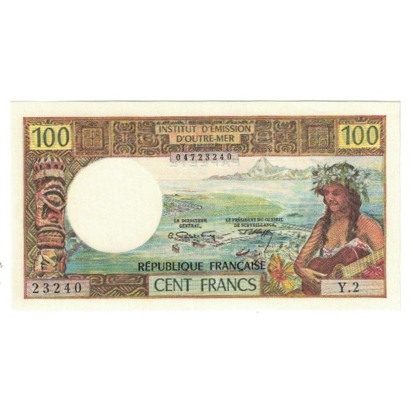 Tahiti, 
  
  100 frankov, 
  
  UNC(63)