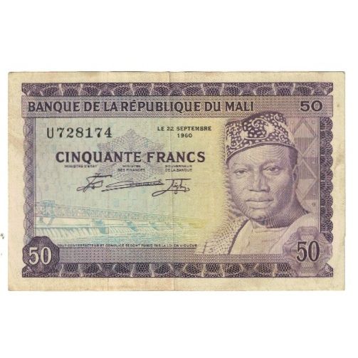 bankovka, 
  
  Mali, 
  
  50 frankov