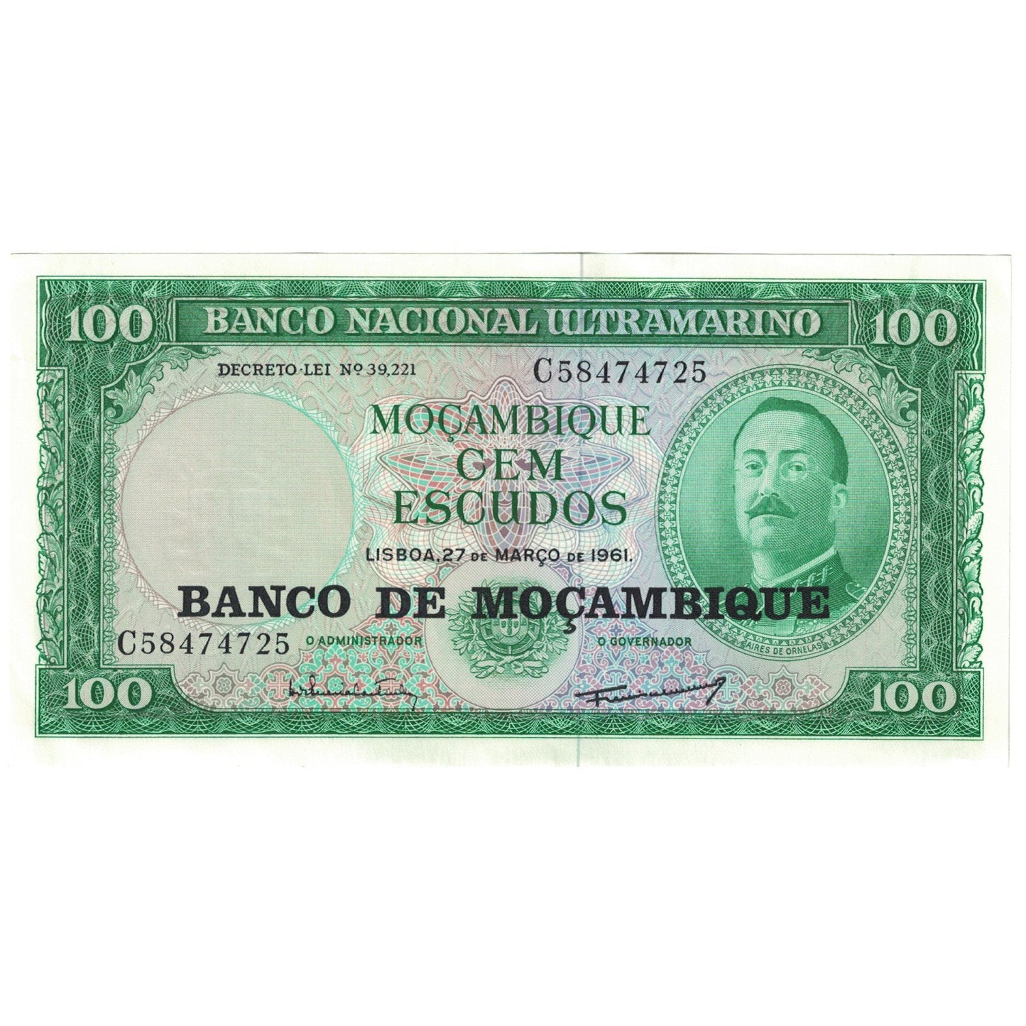 bankovka, 
  
  Mozambik, 
  
  100 Escudos