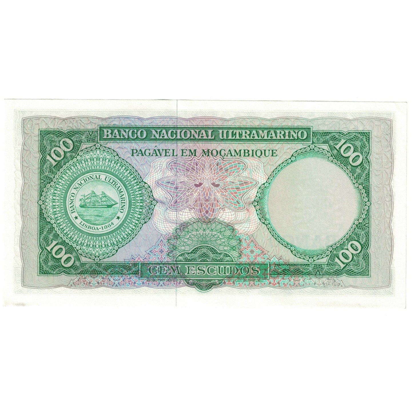 bankovka, 
  
  Mozambik, 
  
  100 Escudos