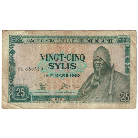 bankovka, 
  
  Guinea, 
  
  25 Sylis