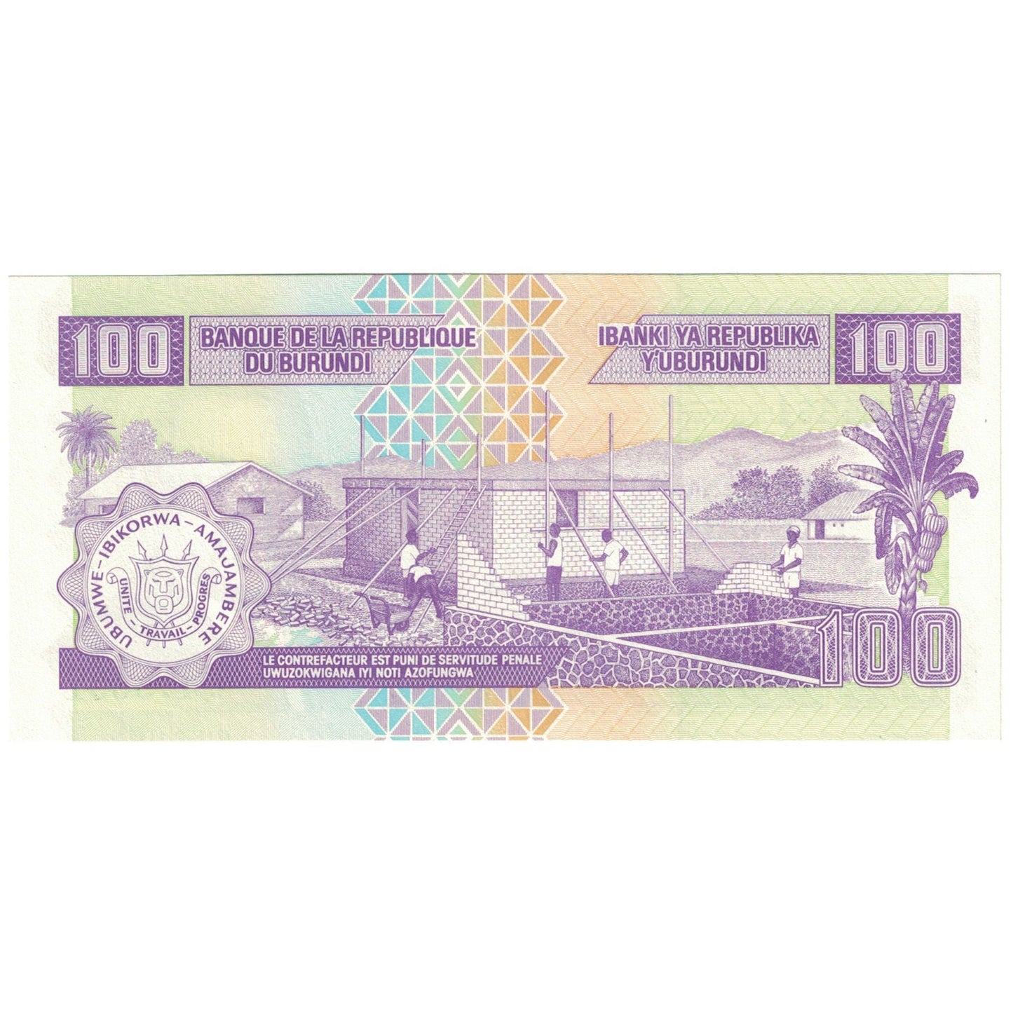 bankovka, 
  
  Burundi, 
  
  100 frankov