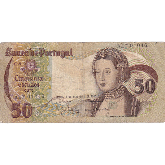 bankovka, 
  
  Portugalsko, 
  
  50 Escudos