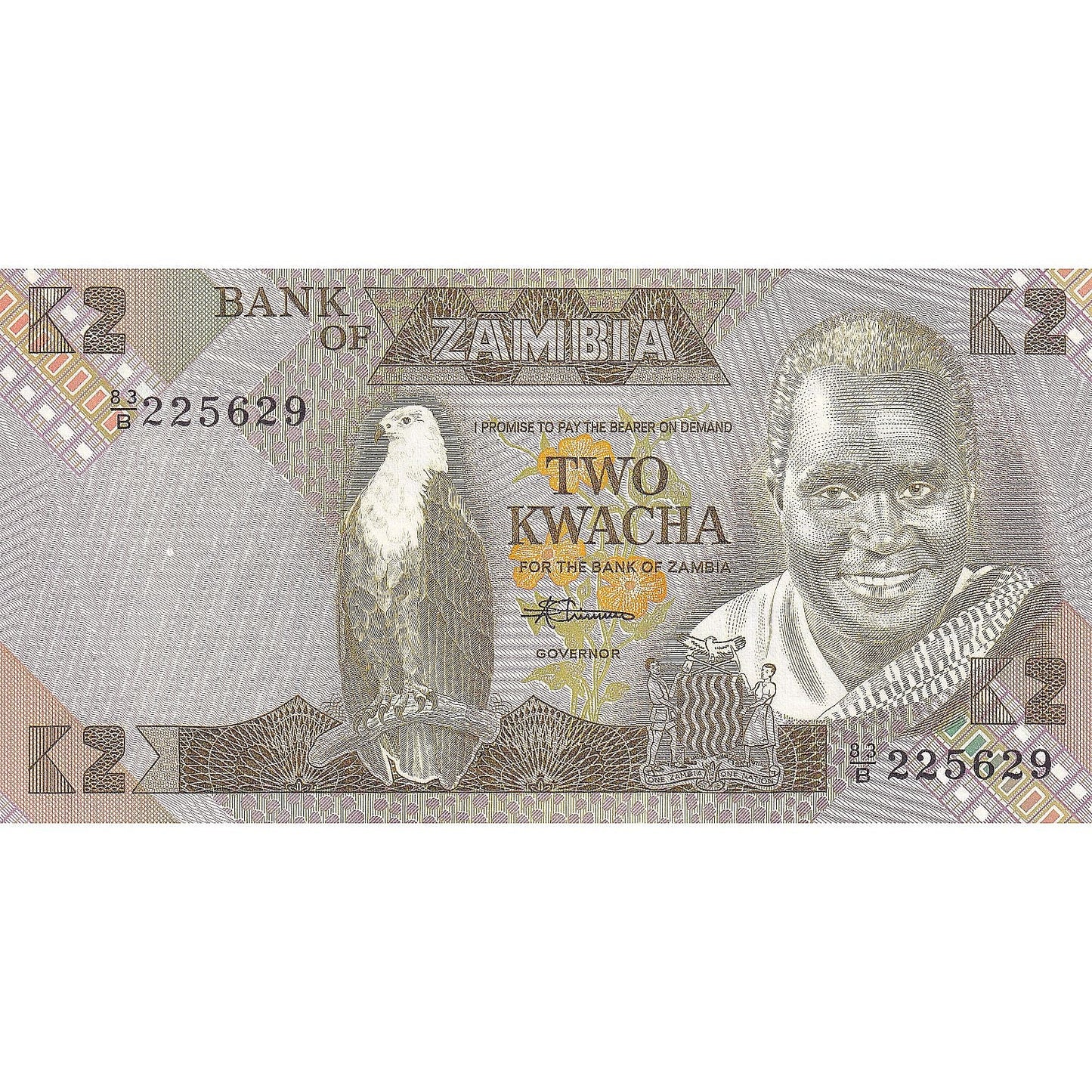 Zambia, 
  
  2 kwacha, 
  
  UNC(65-70)