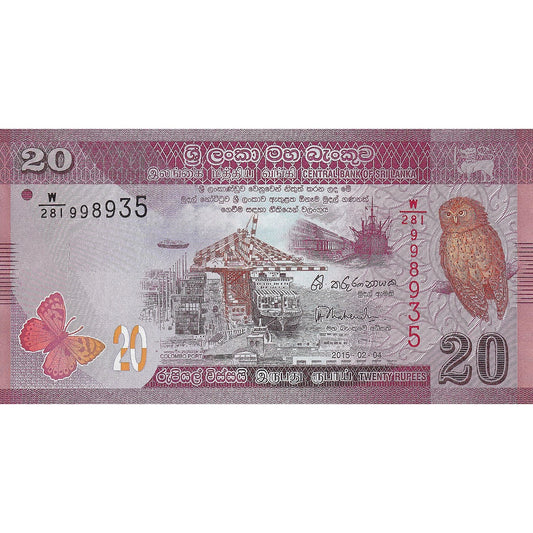 bankovka, 
  
  Srí Lanka, 
  
  20 rupií