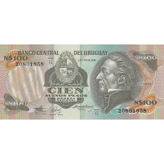 Uruguaj, 
  
  100 nuevos pesos, 
  
  KM: 60a