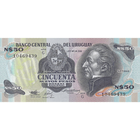 Uruguaj, 
  
  50 nuevos pesos, 
  
  1989