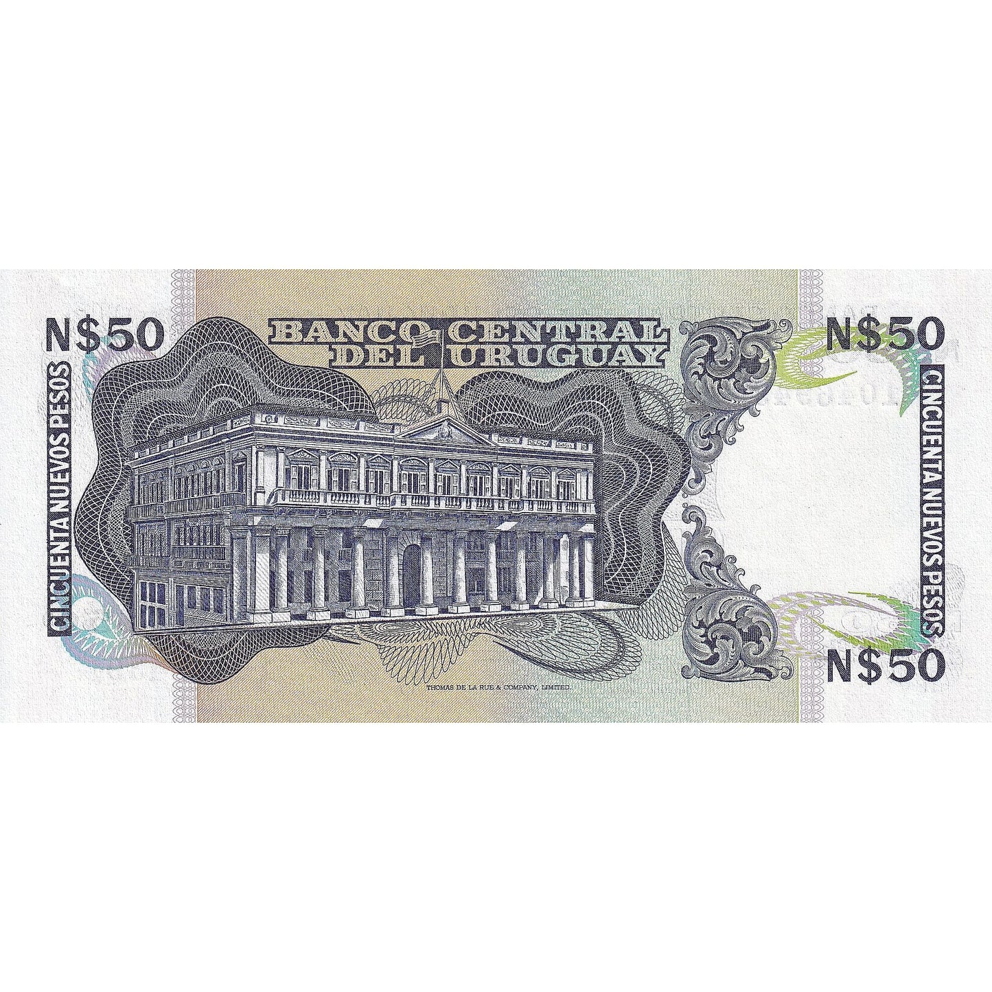 Uruguaj, 
  
  50 nuevos pesos, 
  
  1989