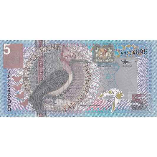 Surinam, 
  
  5 zlatých, 
  
  2000